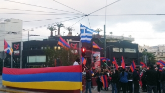 Հունաստանում հայերը բողոքի ցույց են կազմակերպել Իսրայելի դեսպանատան դիմաց